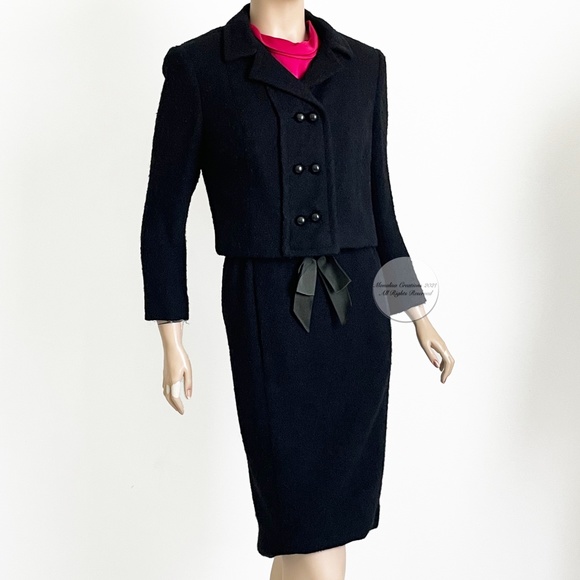 Vintage Adele Simpson Dress Suit Boucle/Silk 50s - Picture 2 of 15